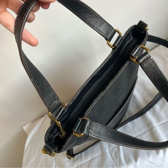 FOSSIL Black Leather Tote shoulder Bag crossbody Satchel Sydney Ryder Gemma Kyle - Picture 8 of 13